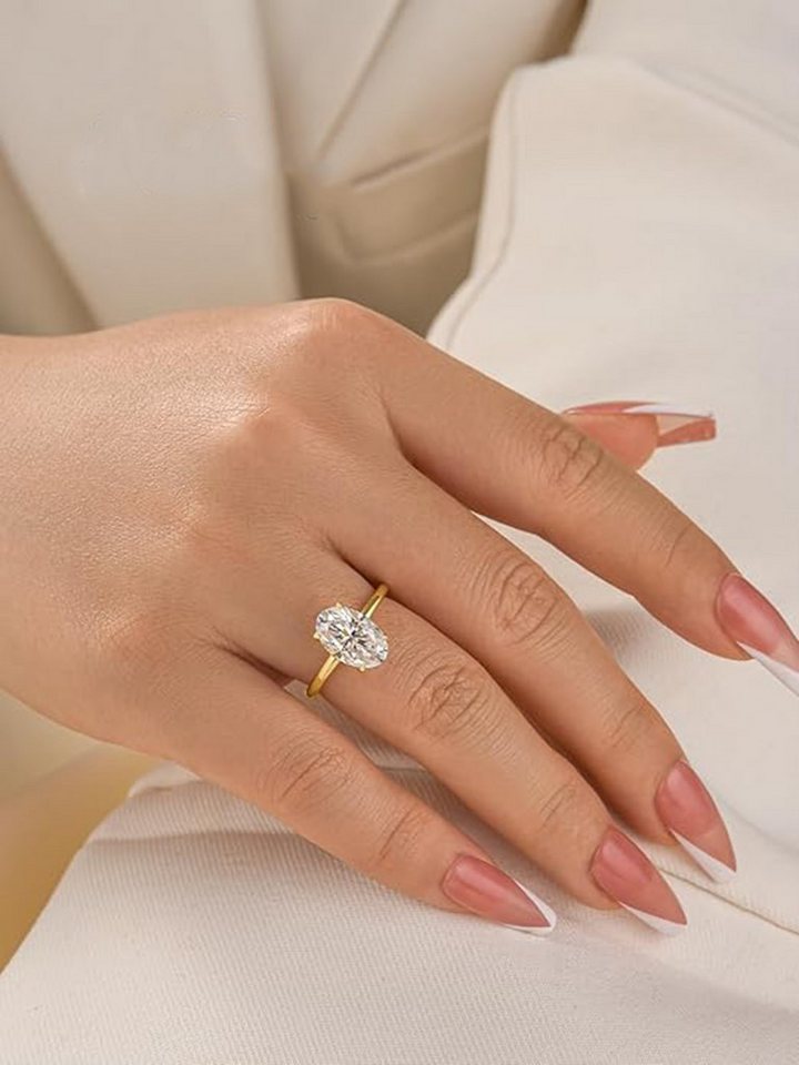 Jumpeak Diamantring 3ct VS1,lab grown diamant ring,verlobungsring,damen geschenk, 2EX Eheringe,liebes geschenk für sie,geschenk ideen für frau,14K Gold – Bild 5 von 5