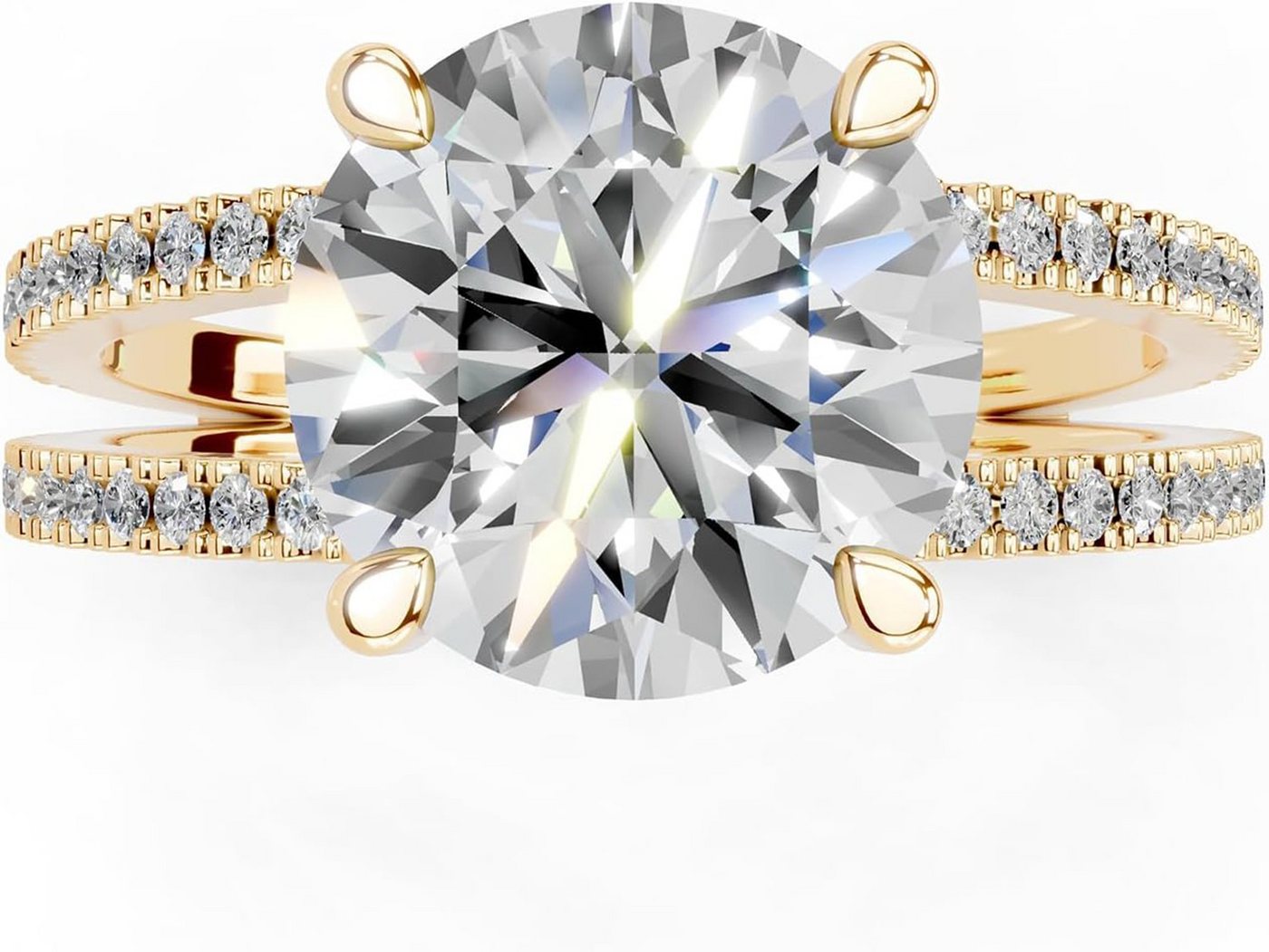 Jumpeak Diamantring 585 Gold, 2 ct Doppelring, Damenring mit echten Diamanten, Farbe E,Reinheit VS1,3EX,IGI-Zertifikat – hochwertiger Diamantring – Bild 2 von 5