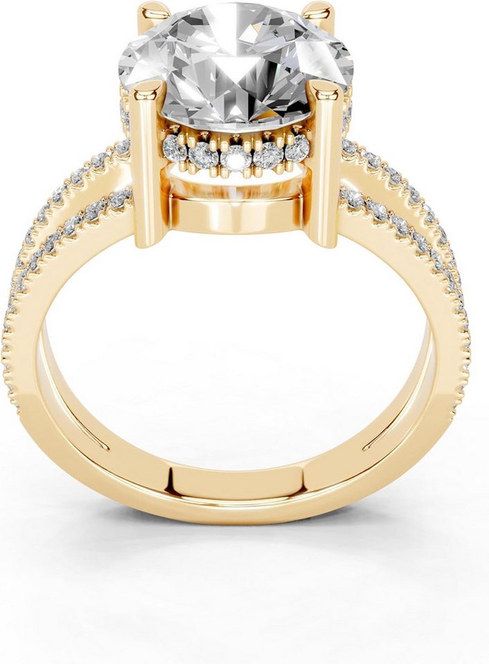 Jumpeak Diamantring 585 Gold, 2 ct Doppelring, Damenring mit echten Diamanten, Farbe E,Reinheit VS1,3EX,IGI-Zertifikat – hochwertiger Diamantring – Bild 3 von 5