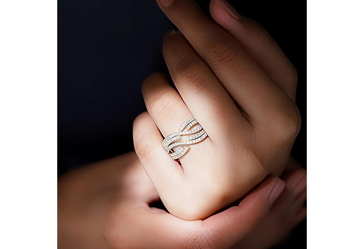 Jumpeak Diamantring Diamant Ring,Goldener Ring,Goldring Damen 585 Echtgold,Ring Frauen, Valentinstag Geschenk für Sie,Engagement Ring,Ring Weißgold Damen – Bild 3 von 5