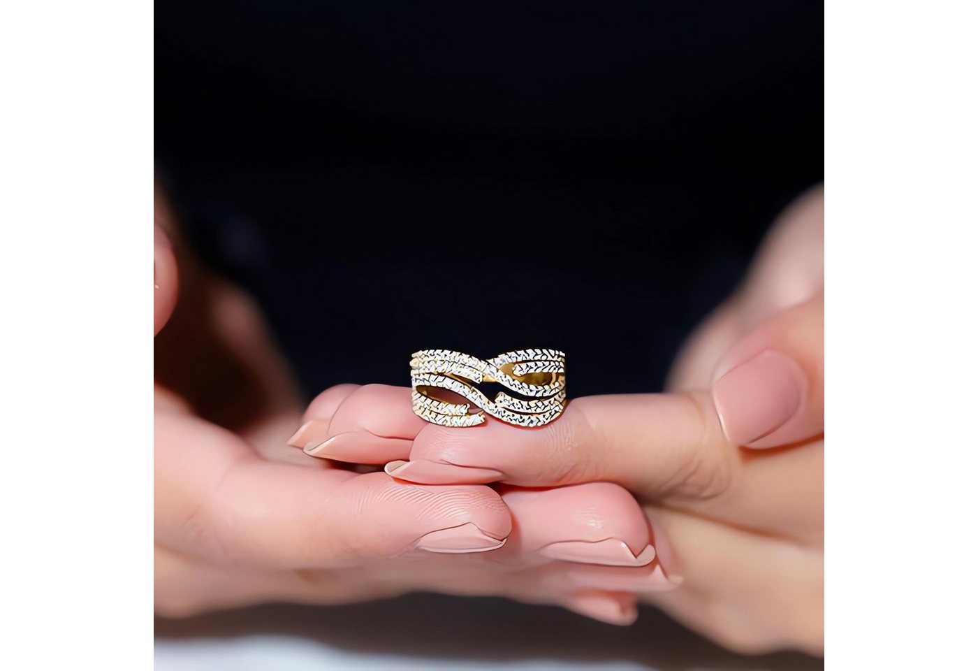 Jumpeak Diamantring Diamant Ring,Goldener Ring,Goldring Damen 585 Echtgold,Ring Frauen, Valentinstag Geschenk für Sie,Engagement Ring,Ring Weißgold Damen – Bild 4 von 5