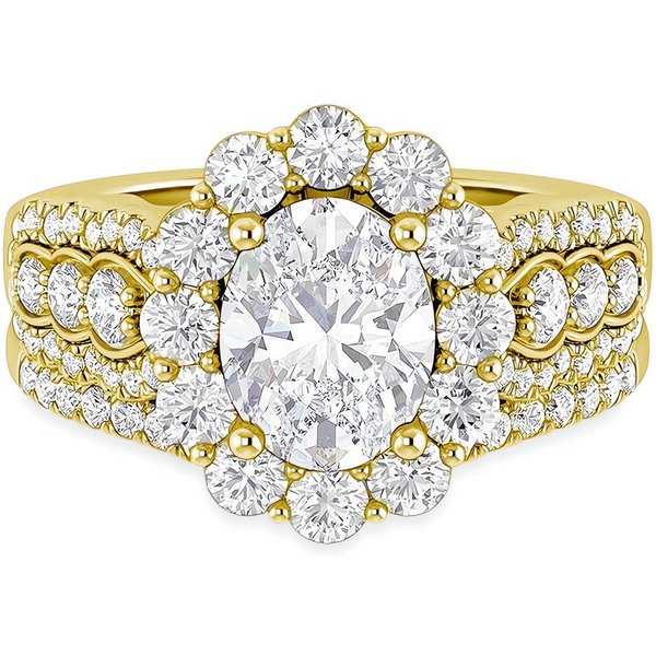 Jumpeak Diamantring Ring Gold Damen 585 Echtgold, Eheringe, Diamantring, Geschenk für Frau, 1 karat, Labordiamant, Verlobungsringe Frau, Promise Ring, D VVS2 2E