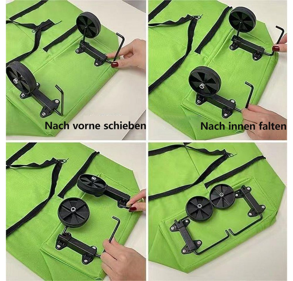 Jumpeak Einkaufstrolley Einkaufstrolley Klappbar, 3 in 1 Shopping Trolley, Handwagen, Robust & wasserdicht, geräuscharme Rollen, als Rucksack tragbar – Bild 3 von 5