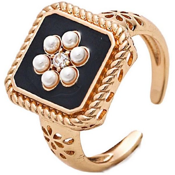 Jumpeak Fingerring Ring Silber 925 Damen,Ring Schwarz,Imitierter Perlenring,Ring Silber, ring damen,18k vergoldet,schwester geschenk,zum Jahrestag