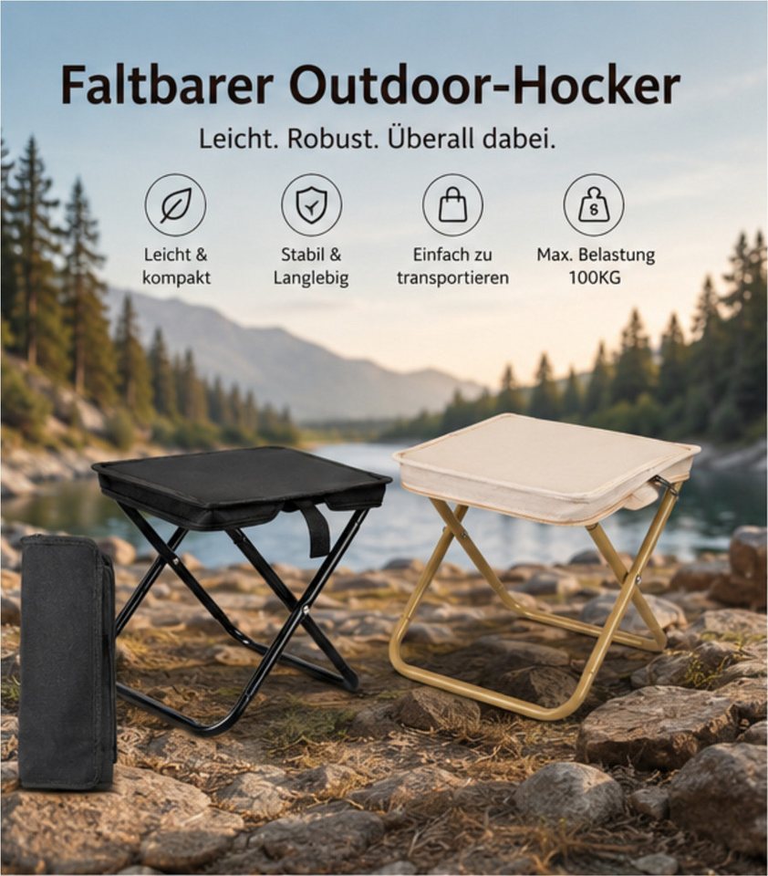 Jumpeak Klappstuhl Klappbarer Hocker, Handtaschen-Design, Tragbar, 100 kg, Outdoor, Gefaltet nur handygroß – ein Finger genügt zum Tragen – Bild 2 von 5