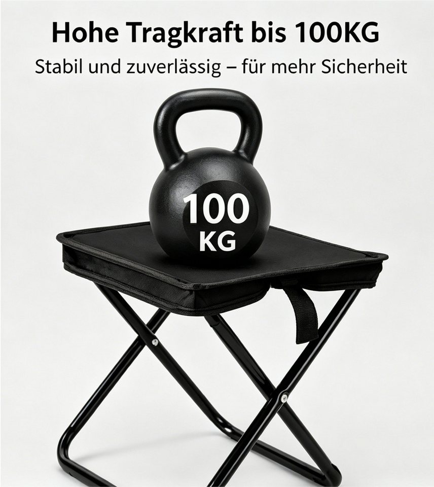 Jumpeak Klappstuhl Klappbarer Hocker, Handtaschen-Design, Tragbar, 100 kg, Outdoor, Gefaltet nur handygroß – ein Finger genügt zum Tragen – Bild 3 von 5