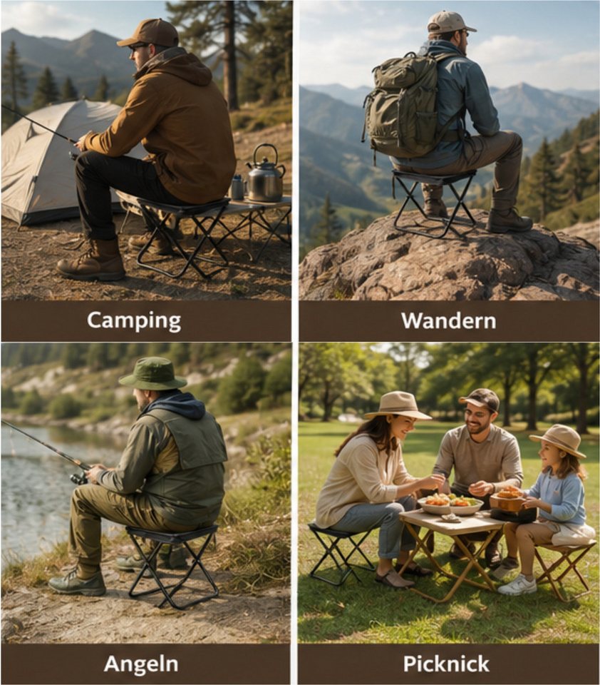 Jumpeak Klappstuhl Klappbarer Hocker, Handtaschen-Design, Tragbar, 100 kg, Outdoor, Gefaltet nur handygroß – ein Finger genügt zum Tragen – Bild 5 von 5