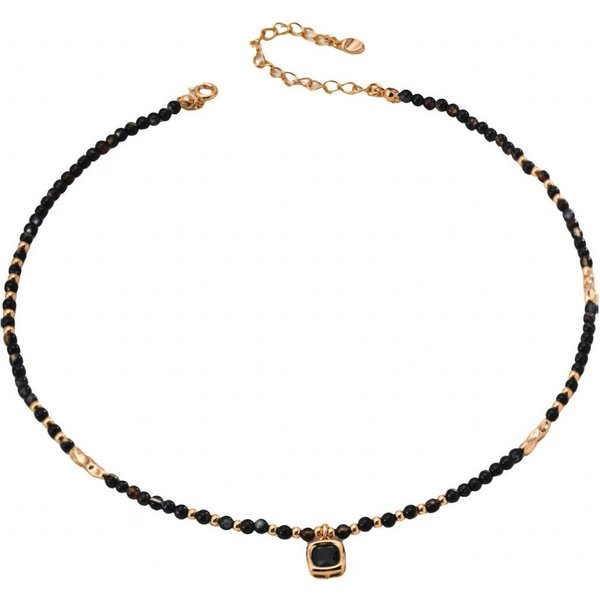 Jumpeak Silberkette Women's Gold Plated Halskette,Onyx Halskette,Anhänger Halskette, Frauen S925 Halskette, 18K Gold plattiert, Valentinstag Geschenk