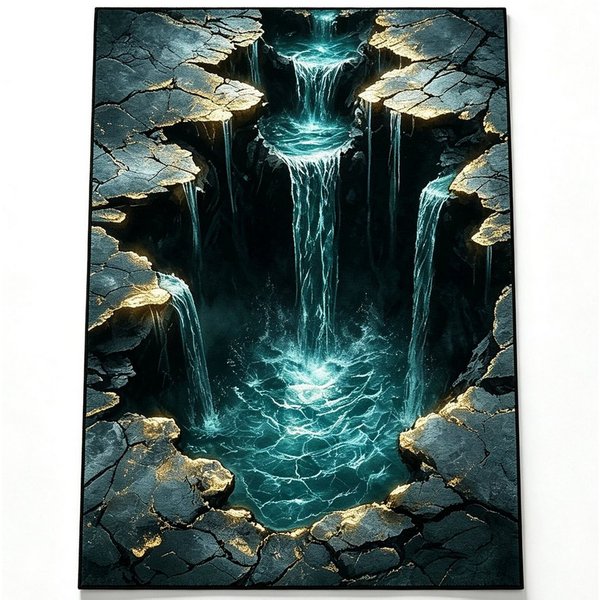Jumpeak Teppich 3D-Optik-Teppiche, Wasserfallmotive, moderne Kunst, Geschenke, Rechteck, Höhe: 5 mm, Thermotransferdruck, Kunstkaschmir, waschbar, rutschfest