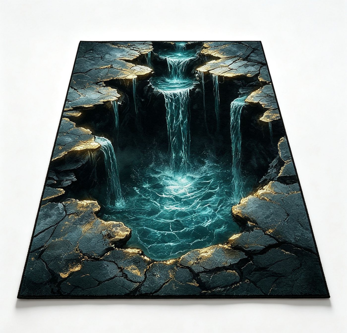 Jumpeak Teppich 3D-Optik-Teppiche, Wasserfallmotive, moderne Kunst, Geschenke, Rechteck, Höhe: 5 mm, Thermotransferdruck, Kunstkaschmir, waschbar, rutschfest – Bild 2 von 5