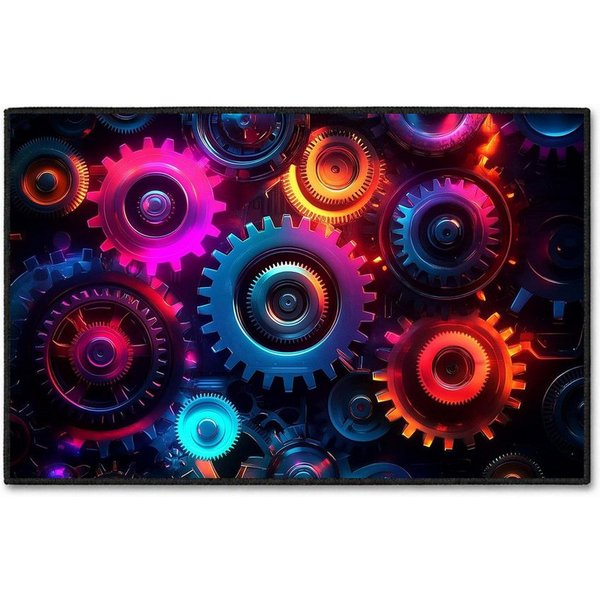 Jumpeak Teppich Cyberpunk-Teppich mit leuchtenden Zahnrädern, Weihnachtsgeschenk, Rechteck, Höhe: 5 mm, Rectangular, 5mm dick, faux cashmere, indoor rug, machin