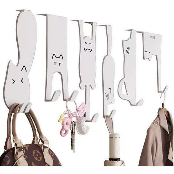 Jumpeak Türhaken Cat Pattern Silent Hook, Hinter der Tür Haken Regal, kein Loch Stanzen, Kann nach Belieben bewegt werden,Geeignet für Türbreiten von 3,5-4,6cm