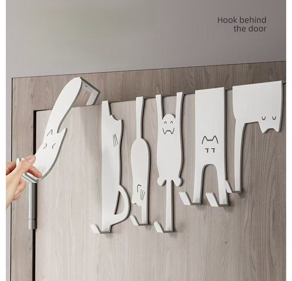 Jumpeak Türhaken Cat Pattern Silent Hook, Hinter der Tür Haken Regal, kein Loch Stanzen, Kann nach Belieben bewegt werden,Geeignet für Türbreiten von 3,5-4,6cm – Bild 2 von 5