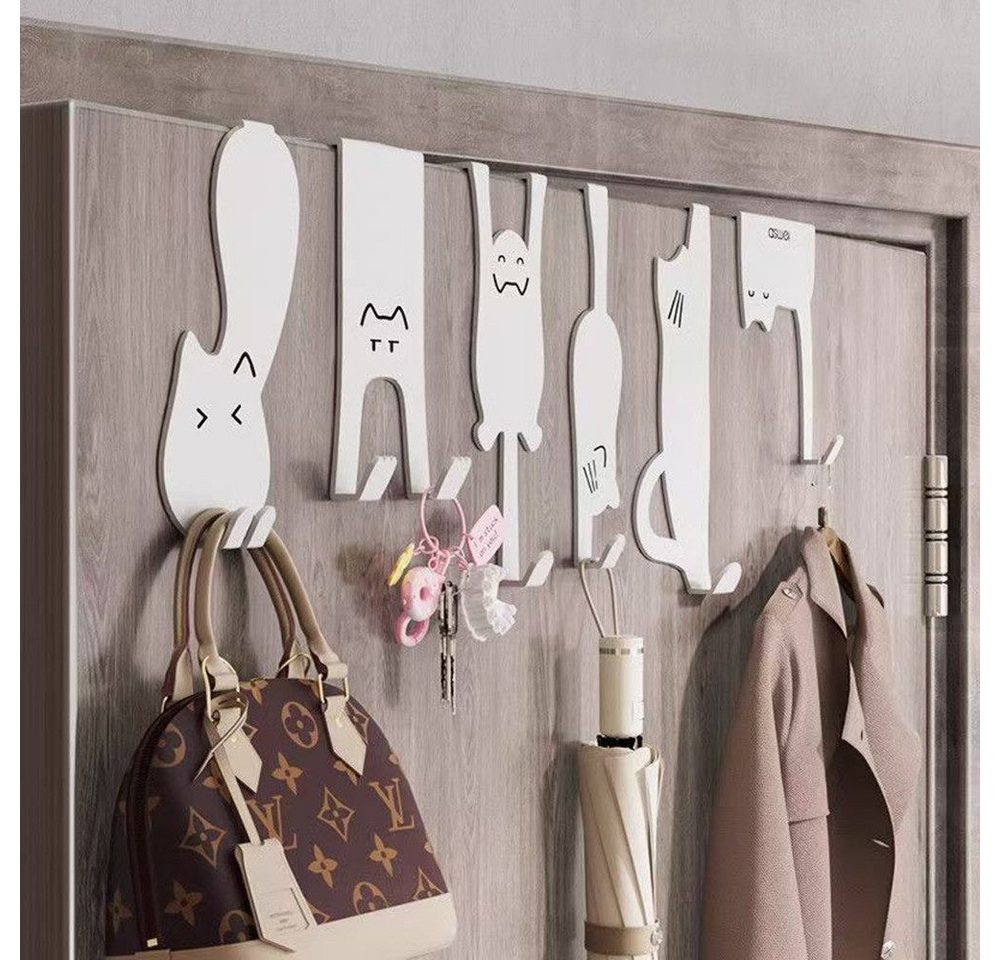 Jumpeak Türhaken Cat Pattern Silent Hook, Hinter der Tür Haken Regal, kein Loch Stanzen, Kann nach Belieben bewegt werden,Geeignet für Türbreiten von 3,5-4,6cm – Bild 5 von 5
