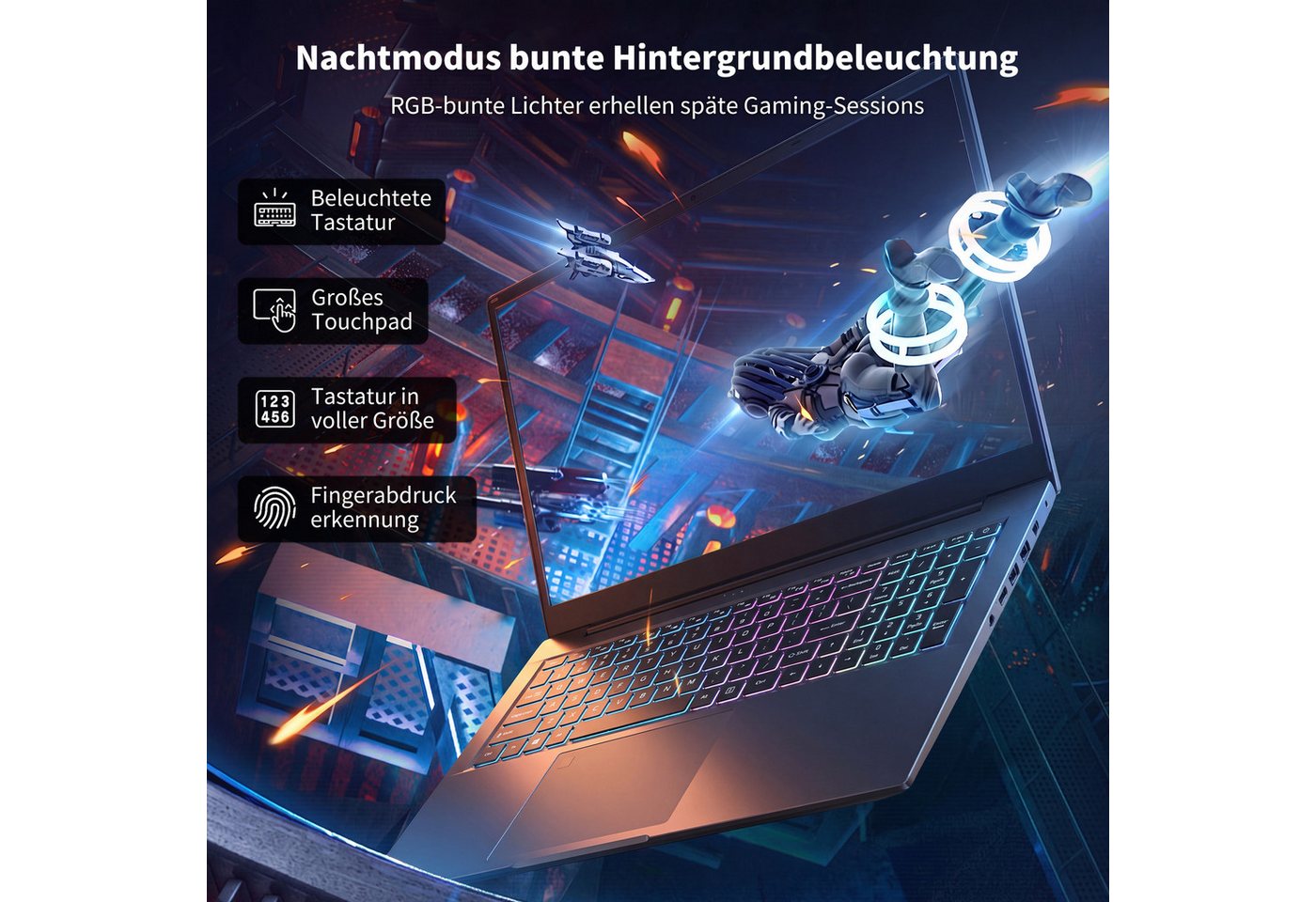 Jumper 18.5" laptop Intel Core i9, 16GB DDR4 RAM, 512GB SSD Business-Notebook Notebook (Intel@ CoreTM i9-9880H, 8 GB, 512 GB SSD, 8-core CPU) – Bild 4 von 5