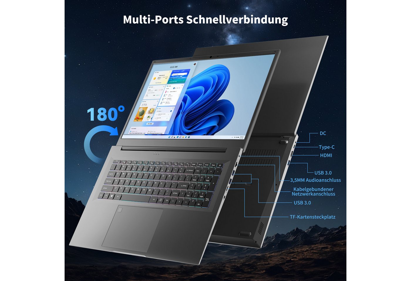 Jumper 18.5" laptop Intel Core i9, 16GB DDR4 RAM, 512GB SSD Business-Notebook Notebook (Intel@ CoreTM i9-9880H, 8 GB, 512 GB SSD, 8-core CPU) – Bild 5 von 5