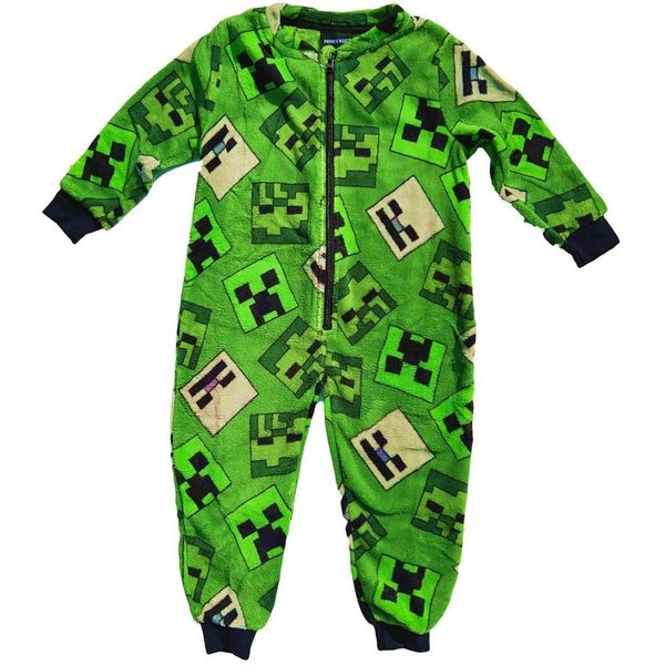 Minecraft Jumpsuit MINECRAFT Kinder Jumpsuit Overall Pyjama Strampelanzug Jungen + Mädchen 3 4 5 6 7 8 9 10 Jahre Gr: 98/104 110/116 122/1280134/140