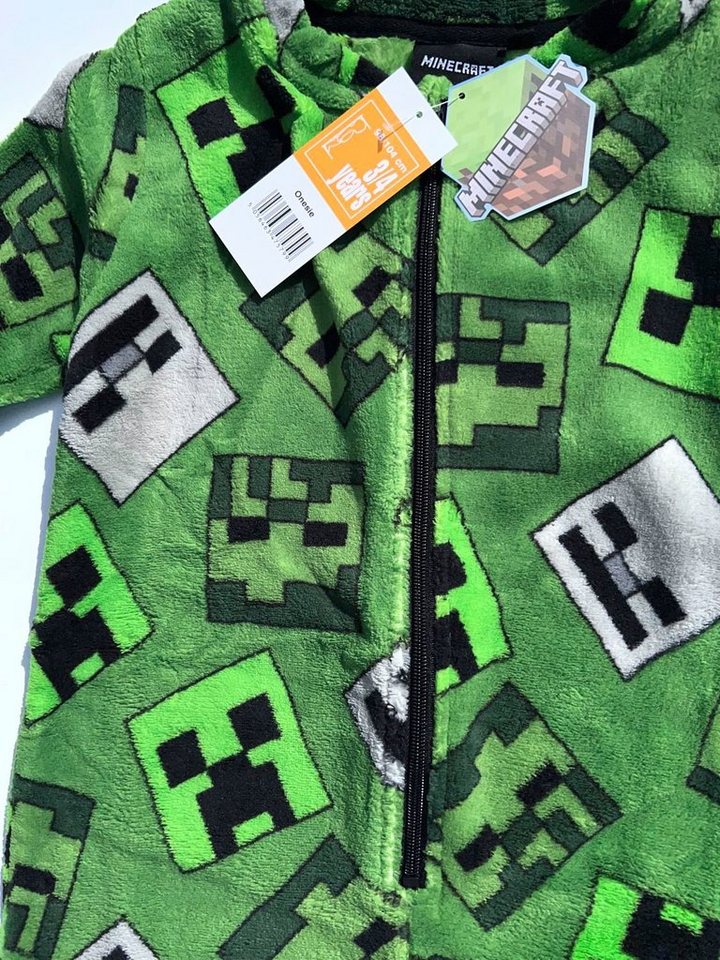 Minecraft Jumpsuit MINECRAFT Kinder Jumpsuit Overall Pyjama Strampelanzug Jungen + Mädchen 3 4 5 6 7 8 9 10 Jahre Gr: 98/104 110/116 122/1280134/140 – Bild 2 von 4