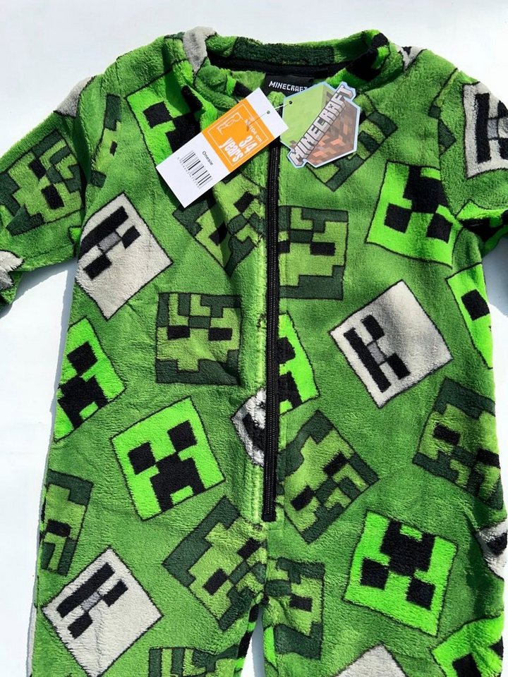 Minecraft Jumpsuit MINECRAFT Kinder Jumpsuit Overall Pyjama Strampelanzug Jungen + Mädchen 3 4 5 6 7 8 9 10 Jahre Gr: 98/104 110/116 122/1280134/140 – Bild 3 von 4