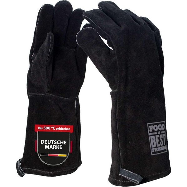 Jungfleisch Grillhandschuhe FOOD & BEST FRIENDS Premium Grillhandschuh Ofenschutzhandschuh Schwarz