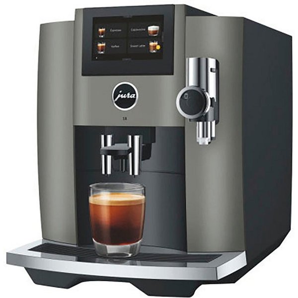 JURA Kaffeevollautomat 15480 S8 (EB), Dark Inox, 27 Spezialitäten, Touch, Sweet Foam & Sirupaufsatz
