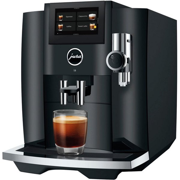 JURA Kaffeevollautomat 15482 S8 (EB), Piano Black, 27 Spezialitäten, Touch, Sweet Foam & Sirupaufsatz