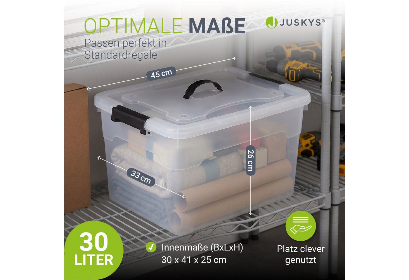 Juskys Aufbewahrungsbox (4 St), stabil, verschließbar und pflegeleicht – Bild 3 von 5