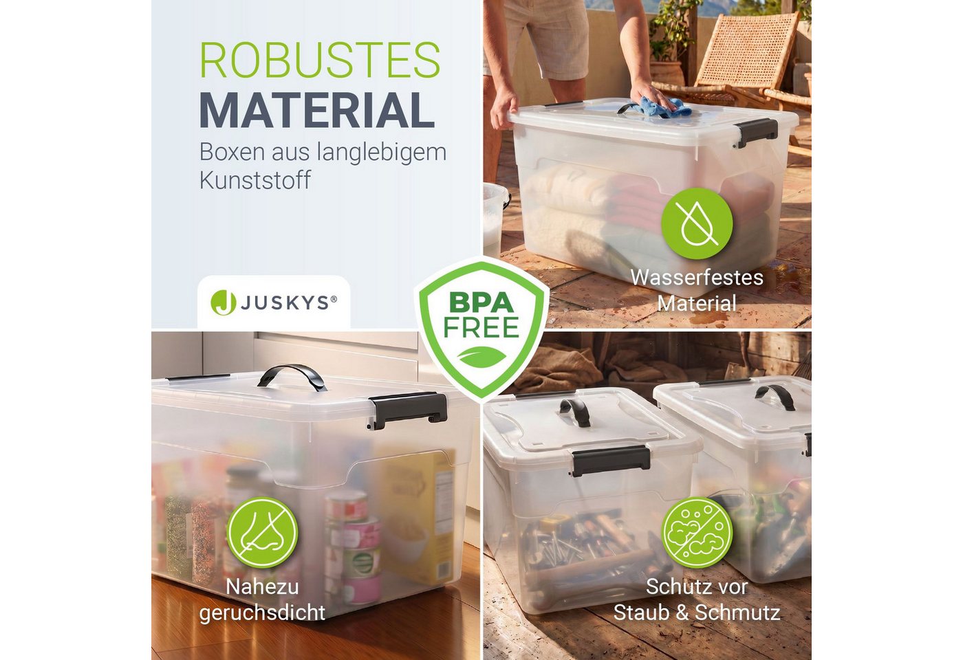Juskys Aufbewahrungsbox (4 St), stabil, verschließbar und pflegeleicht – Bild 4 von 5