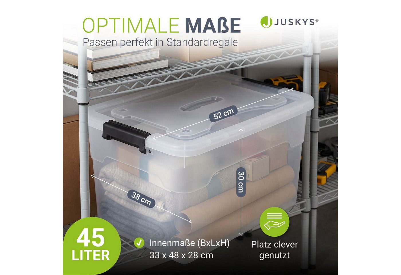 Juskys Aufbewahrungsbox (6 St), mit Rollen, stabil, verschließbar und pflegeleicht – Bild 3 von 5
