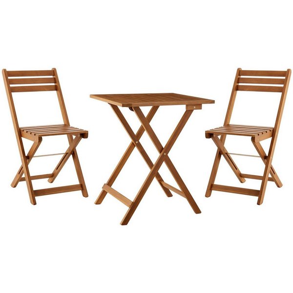 Juskys Balkonset Bala, (3-tlg), Sitzgruppe aus Holz, klappbar, platzsparend, für 2 Personen