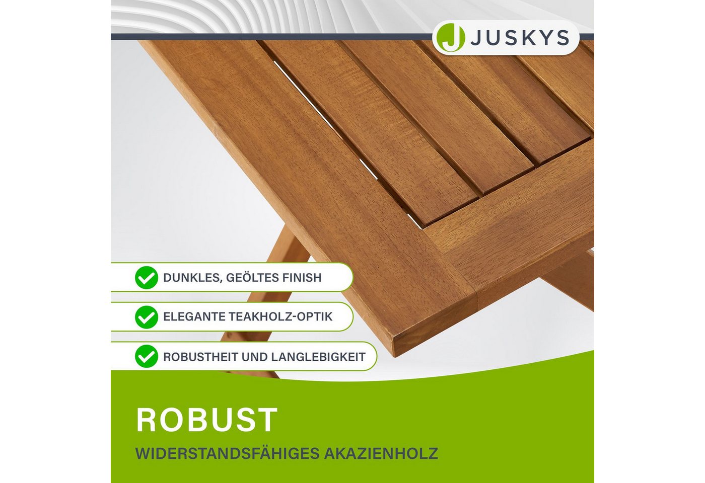 Juskys Balkonset Bala, (3-tlg), Sitzgruppe aus Holz, klappbar, platzsparend, für 2 Personen – Bild 5 von 5