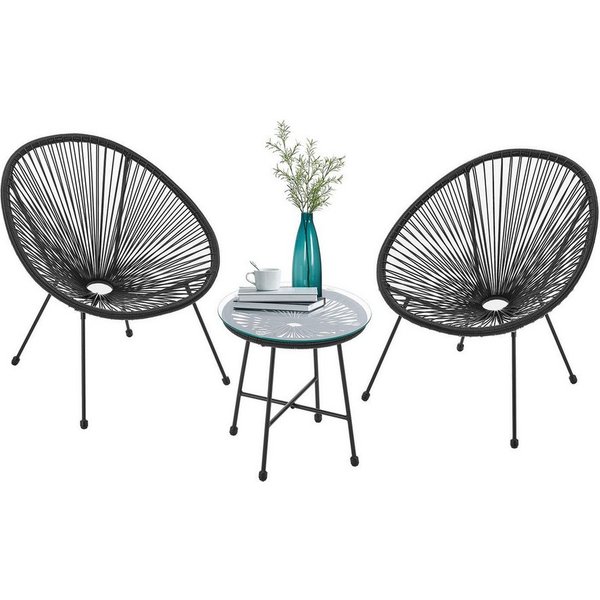 Juskys Balkonset Ostana, (3-tlg), 2 Sessel plus Tisch, witterungsbeständig, stabil