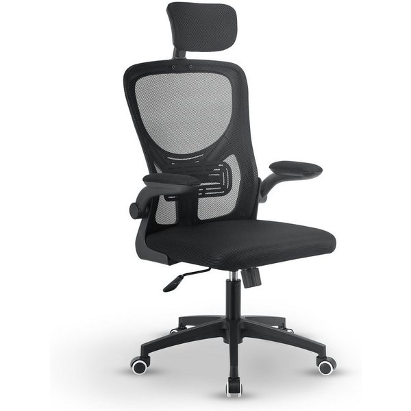 Juskys Bürostuhl Baltimore, Ergonomisch, höhenverstellbar, Rollen, Armlehne, Kopf- & Lendenstütze