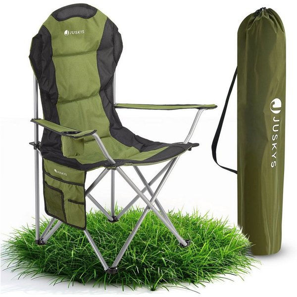 Juskys Campingstuhl Lido, leicht und stabil, bequeme Rückenlehne, mit Armlehnen