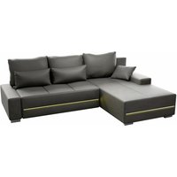 JUSKYS Davos Sofa LED mit Ottomane Schlaffunktion (Rechts, Hellgrau)