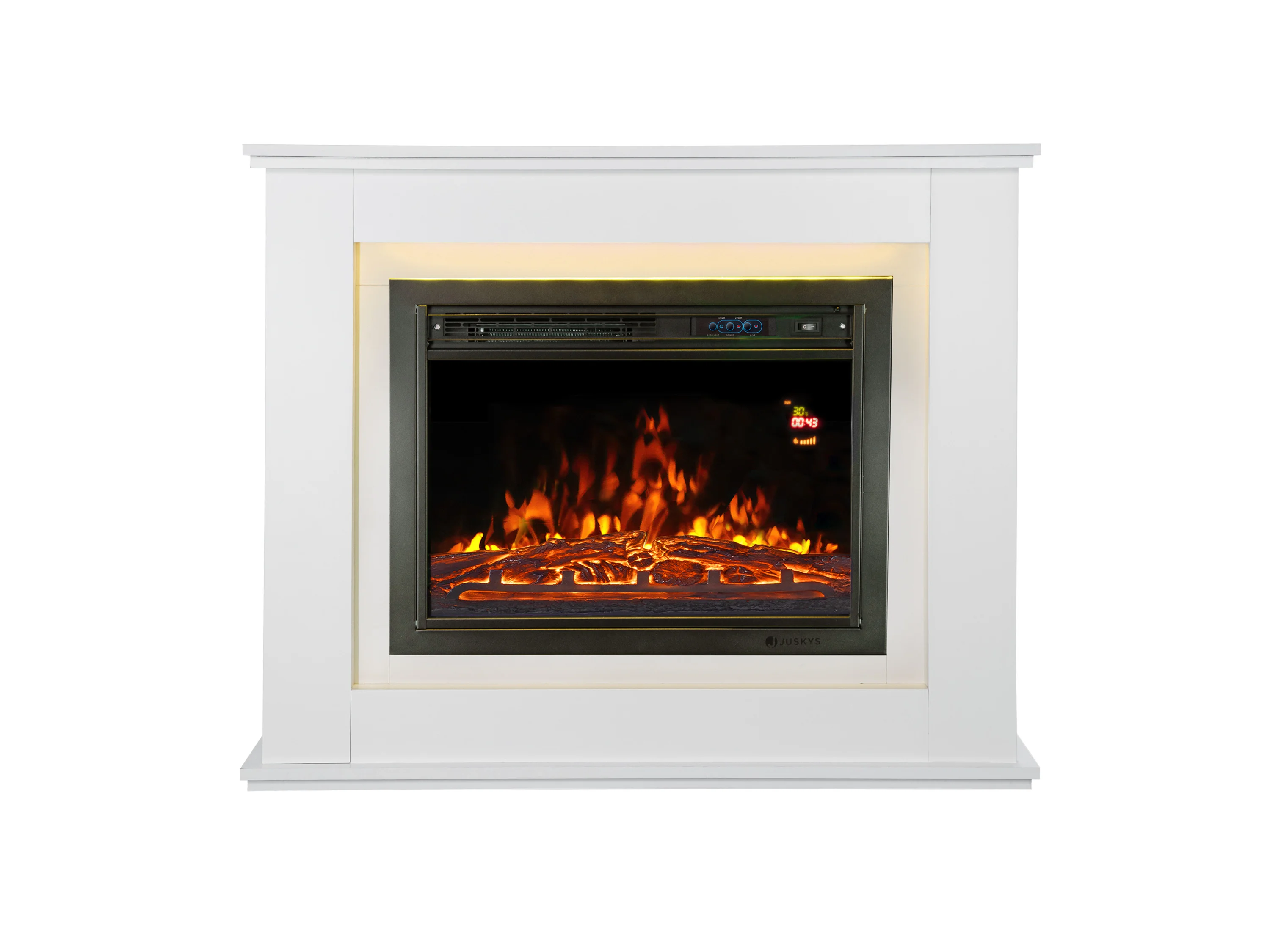 Juskys Elektrokamin, 2000 W Heizung, Flammeneffekt, Fernbedienung, LED-Licht, Timer – Bild 3 von 4