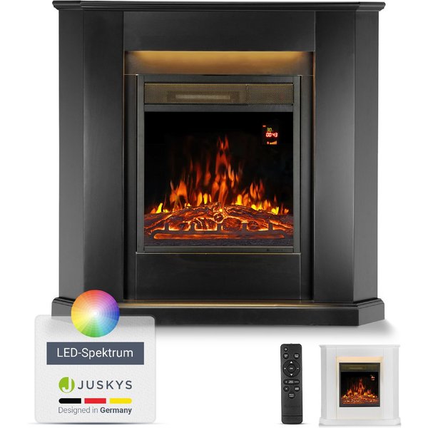 Juskys Elektrokamin, 2000 W Heizung, Flammeneffekt, Fernbedienung, LED-Licht, Timer