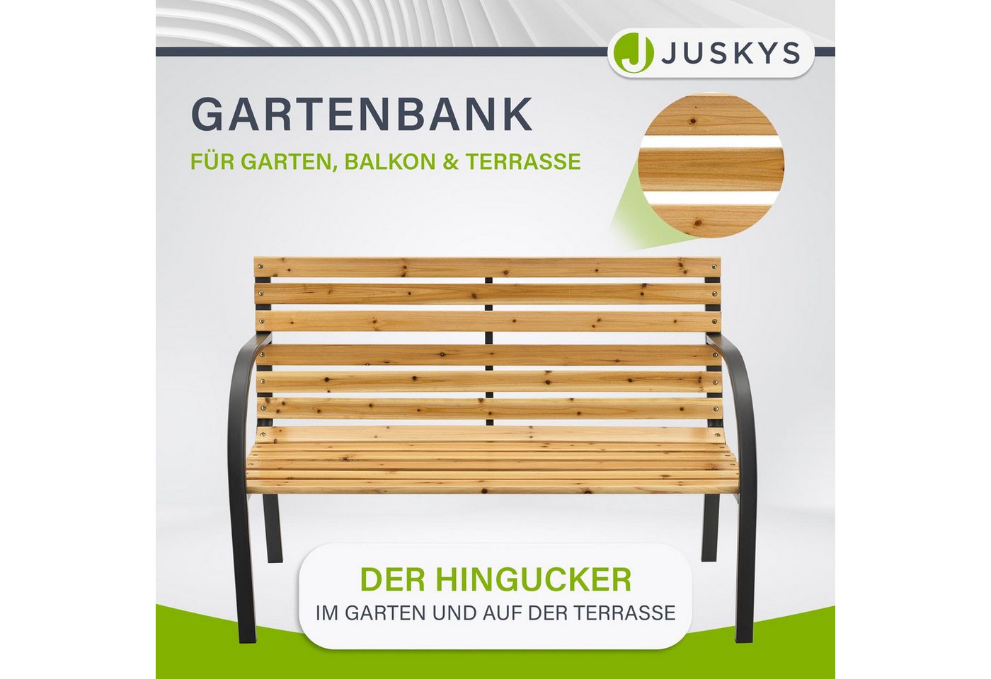 Juskys Gartenbank Modena, bequeme Rückenlehne, wetterfeste Materialien, für 2 Personen – Bild 2 von 5