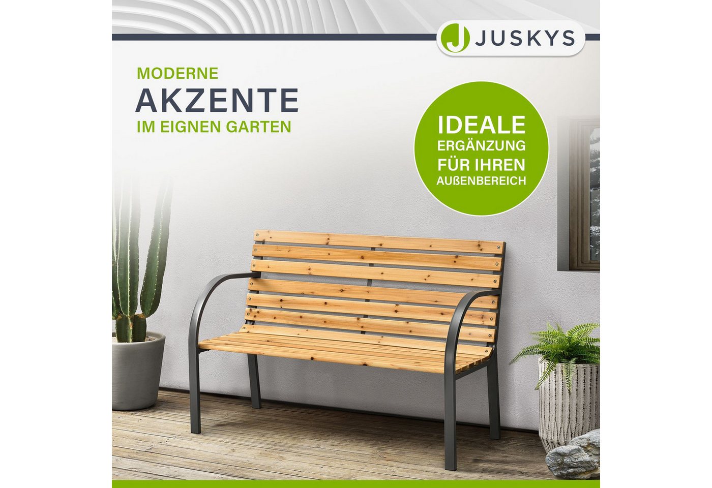 Juskys Gartenbank Modena, bequeme Rückenlehne, wetterfeste Materialien, für 2 Personen – Bild 4 von 5