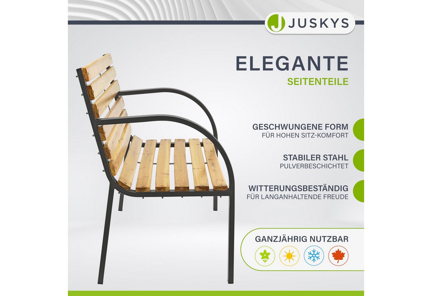 Juskys Gartenbank Modena, bequeme Rückenlehne, wetterfeste Materialien, für 2 Personen – Bild 5 von 5