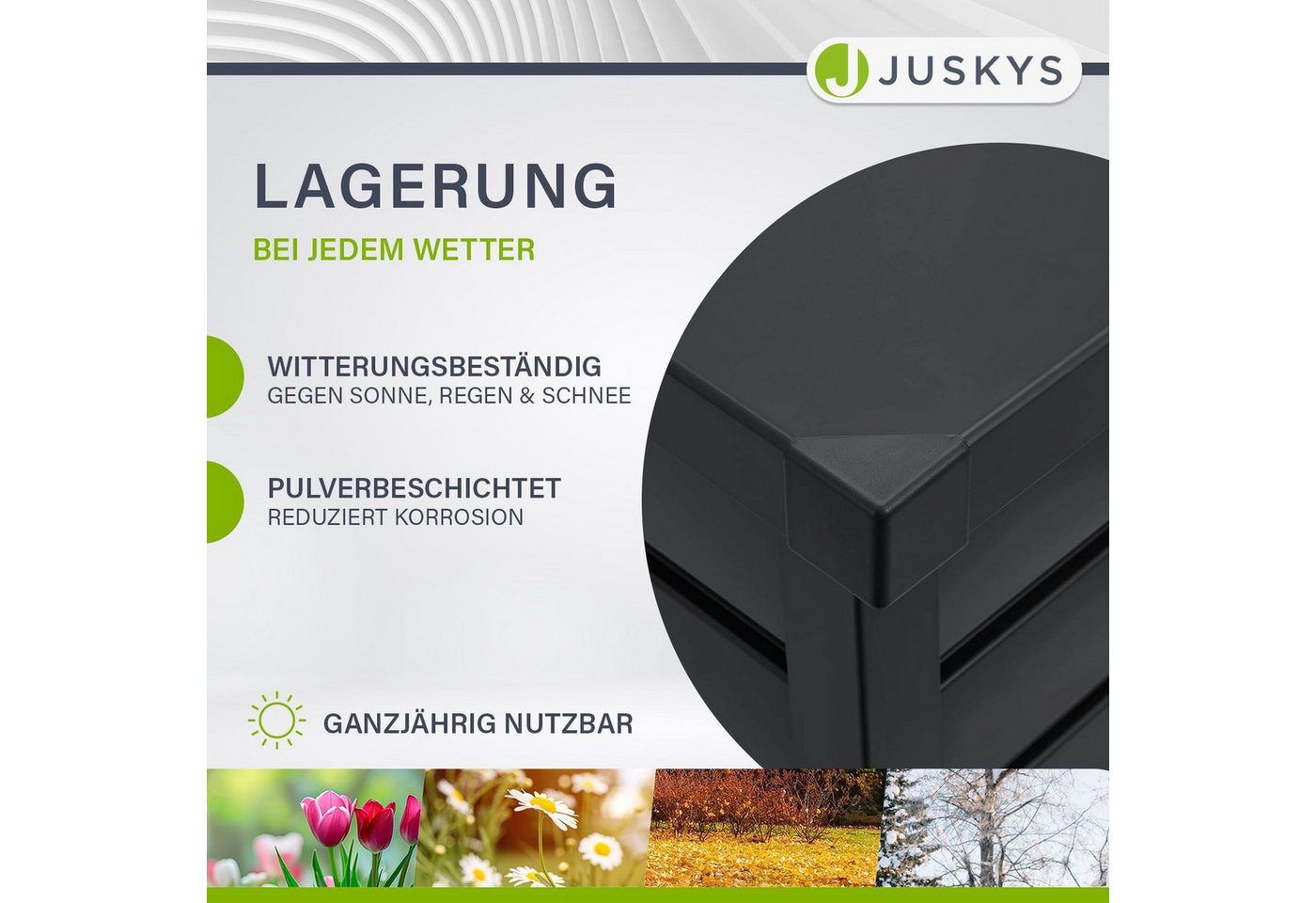 Juskys Gartenbox Limani, einfacher Aufbau, zeitlose Optik, Hubautomatik-Deckel – Bild 4 von 5