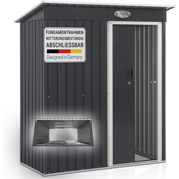 Juskys Gartenhaus S, BxT: 164x88 cm, mit Pultdach, Schiebetür, Fundamentrahmen, Werkzeughalter, 1 m²