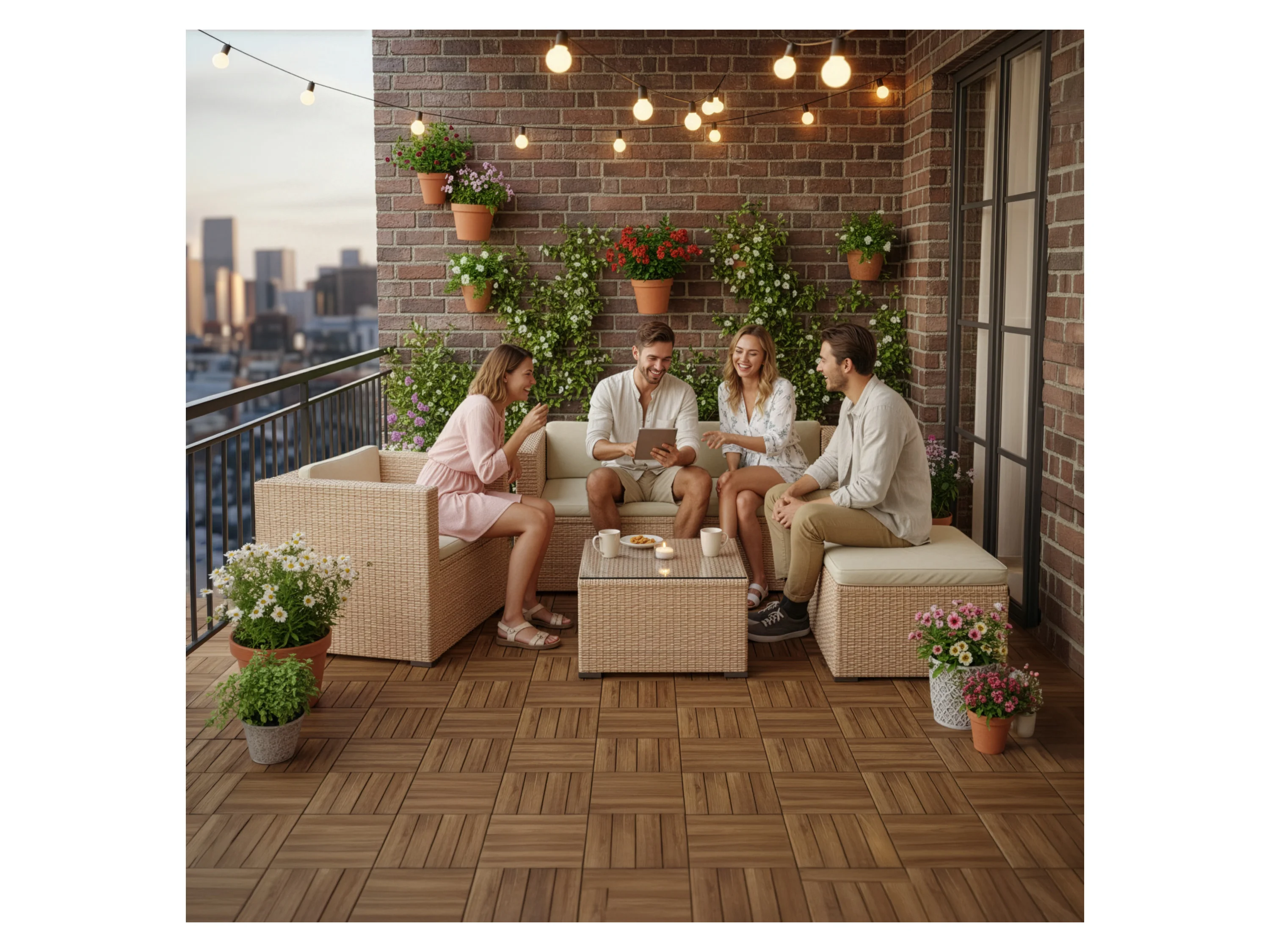 Juskys Gartenlounge-Set Punta Cana, (Set, Sitzgruppe), Sitzgarnitur, 1 Tisch, 1 Ecksofa, 1 Sessel, 1 Hocker, 1 Abdeckung – Bild 2 von 4