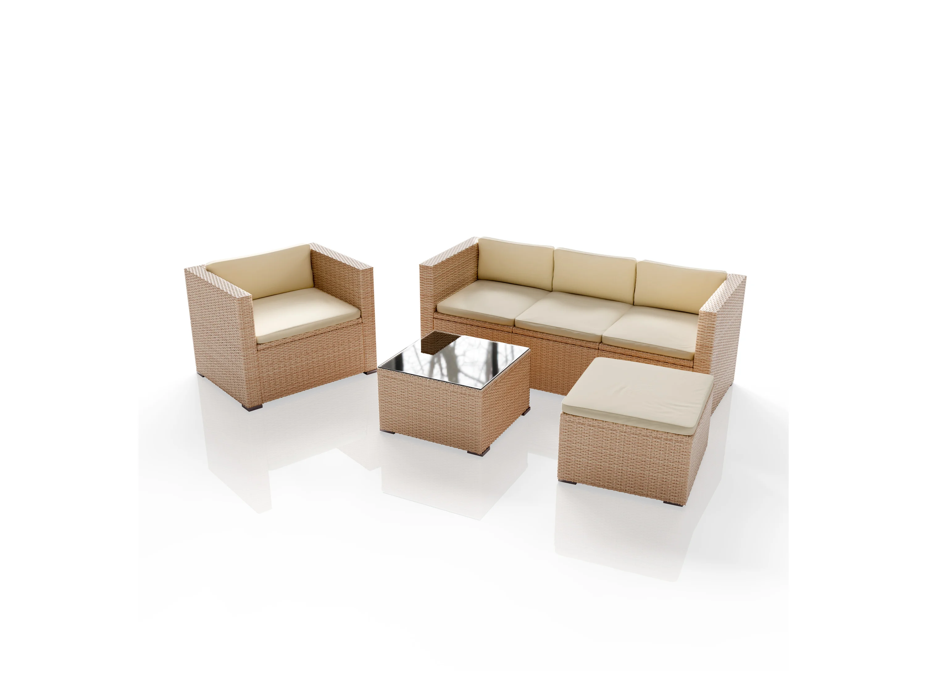Juskys Gartenlounge-Set Punta Cana, (Set, Sitzgruppe), Sitzgarnitur, 1 Tisch, 1 Ecksofa, 1 Sessel, 1 Hocker, 1 Abdeckung – Bild 4 von 4