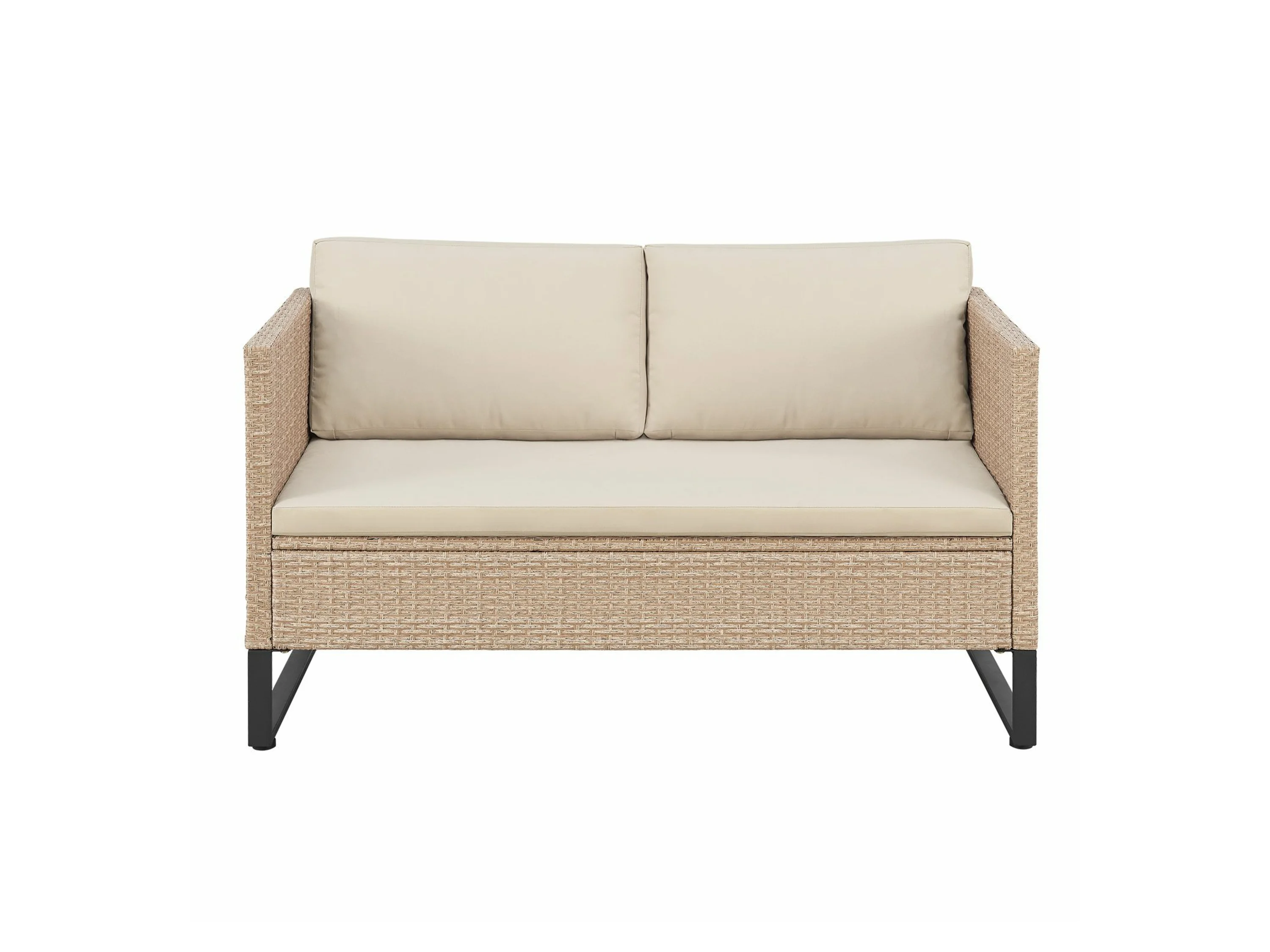 Juskys Gartenlounge-Set Santorini, (4-tlg), Polyrattan Sitzgruppe mit Beistelltisch & Auflagenbox, wetterfest – Bild 4 von 4