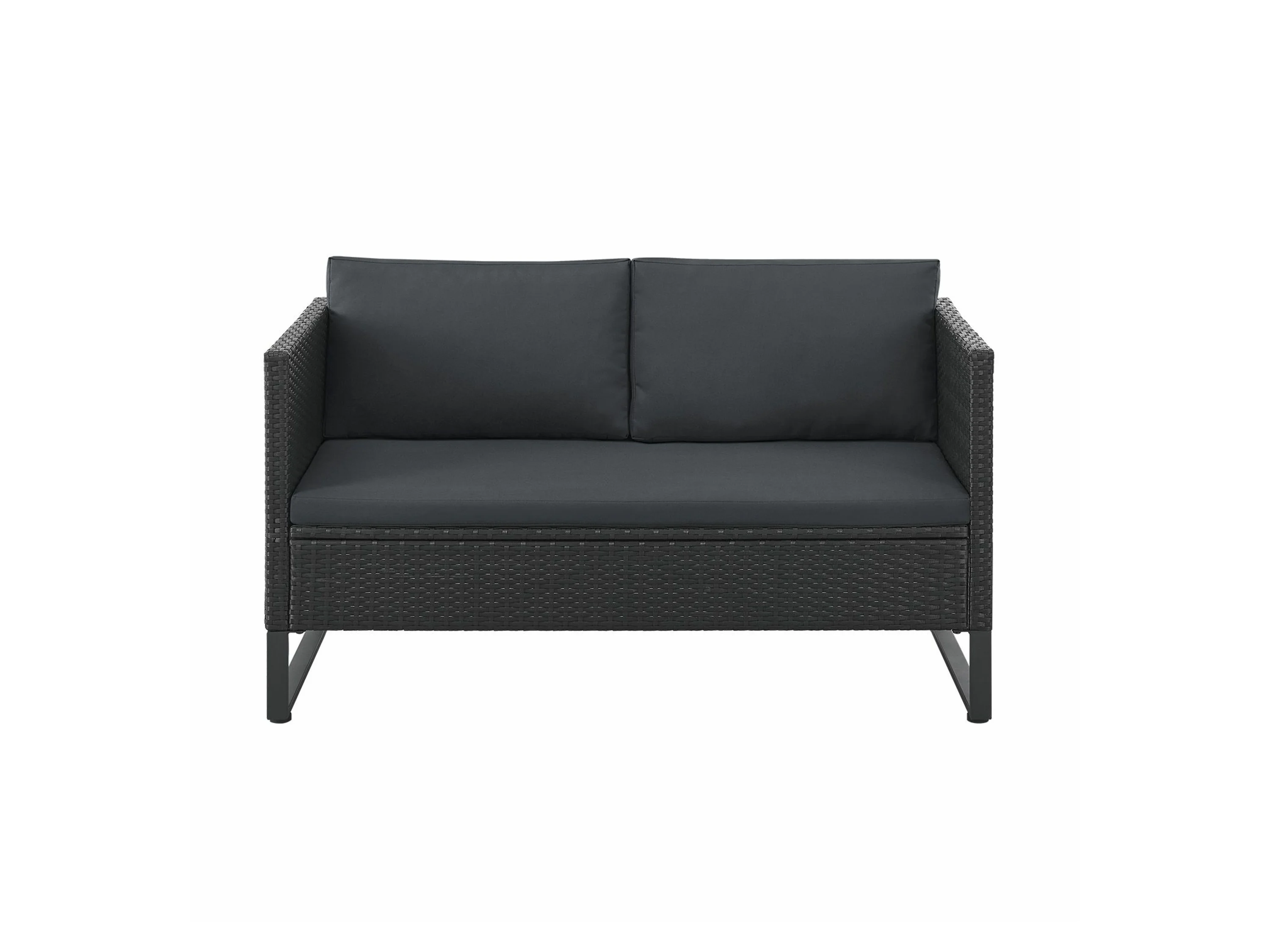 Juskys Gartenlounge-Set Santorini, (4-tlg), Polyrattan Sitzgruppe mit Beistelltisch & Auflagenbox, wetterfest – Bild 4 von 4