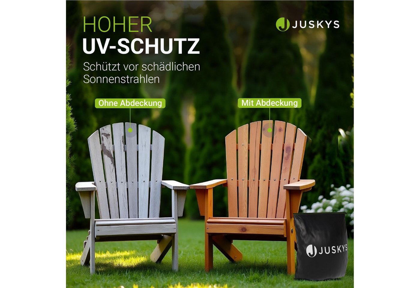 Juskys Gartenmöbel-Schutzhülle CoverSafe Pro (1-St), 1,08 m², Abdeckplane mit Lüftungsschlitz, wasserdicht und winterfest – Bild 3 von 5