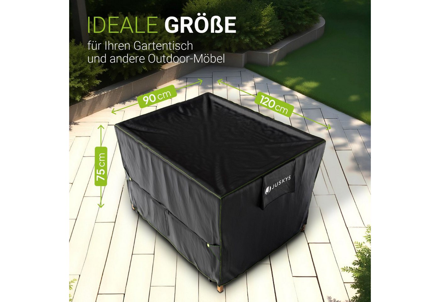 Juskys Gartenmöbel-Schutzhülle CoverSafe Pro (1-St), 1,08 m², Abdeckplane mit Lüftungsschlitz, wasserdicht und winterfest – Bild 5 von 5