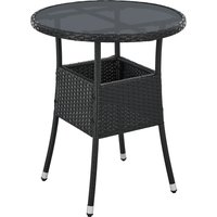 Juskys Gartentisch Yoro, rund, aus Polyrattan, wetterfest & langlebig, pflegeleicht