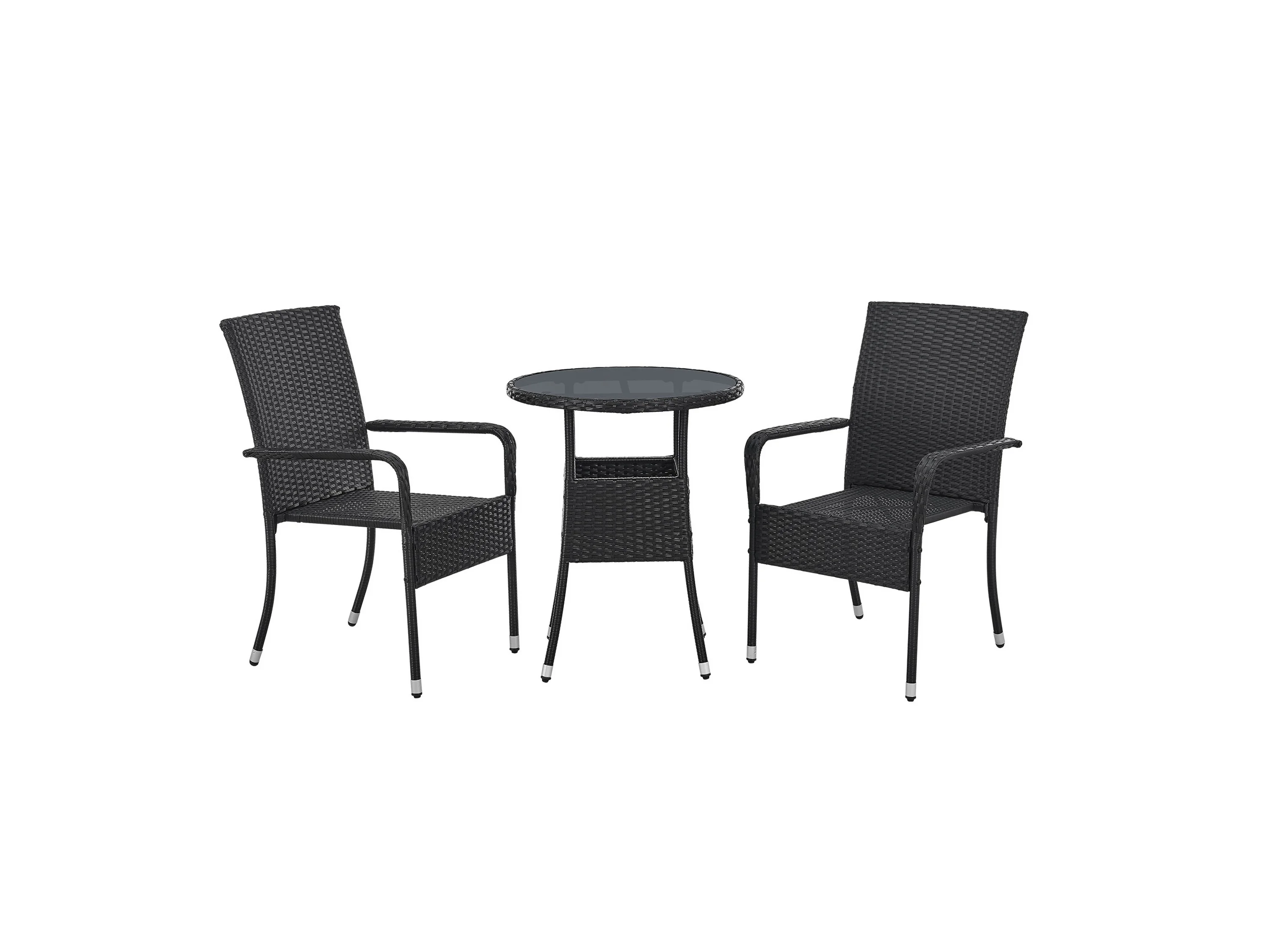 Juskys Gartentisch Yoro, rund, aus Polyrattan, wetterfest & langlebig, pflegeleicht – Bild 3 von 4